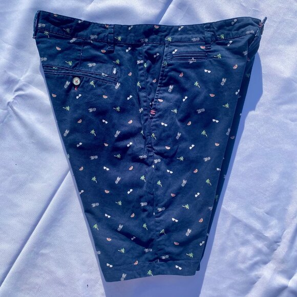 Denim & Flowers Ricky Singh Men's Stretch Navy Flat Front Hawaiian Shorts Sz 34 - Picture 6 of 9